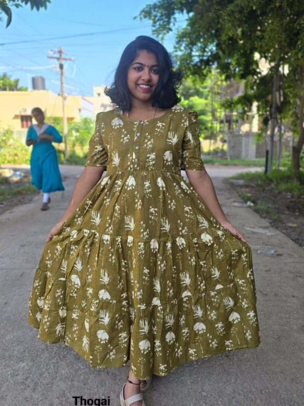 TLM021 - Thogai - Temple Tower Three Layer Maxi Dress