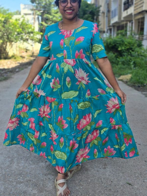 TLM020 - Thogai - Temple Tower Three Layer Maxi Dress