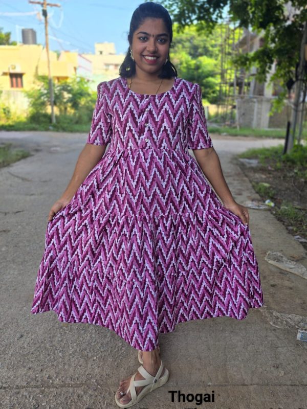 TLM018 - Thogai - Temple Tower Three Layer Maxi Dress