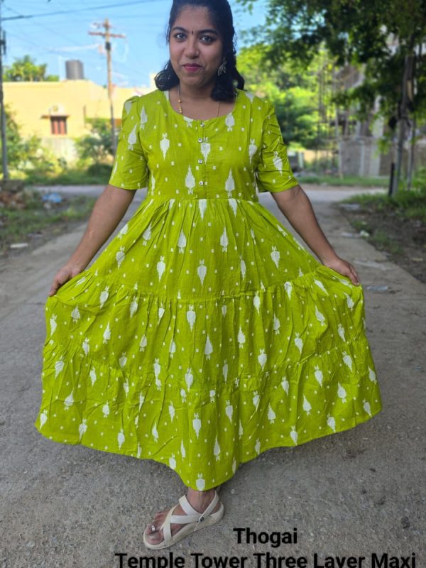 TLM017 - Thogai - Temple Tower Three Layer Maxi Dress