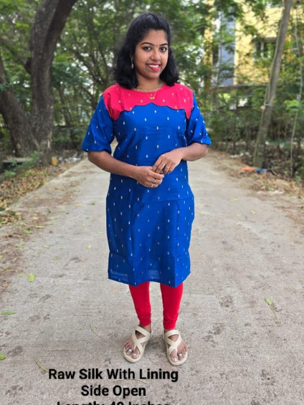 RS007 - Raw Silk with Lining Side Open Kurti