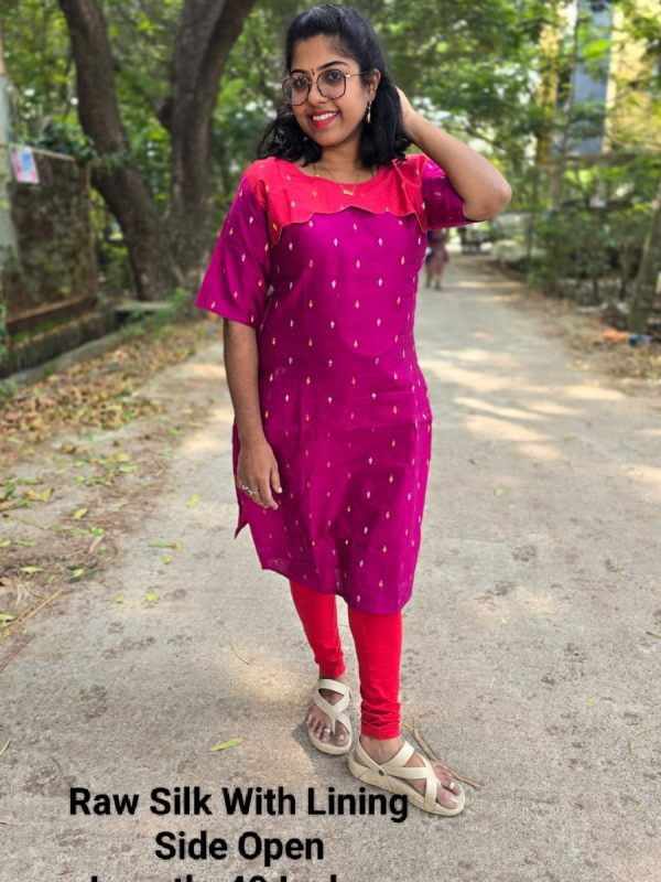 RS008 - Raw Silk with Lining Side Open Kurti