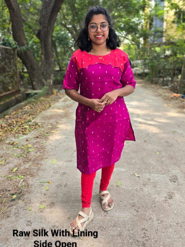 RS010 - Raw Silk with Lining Side Open Kurti